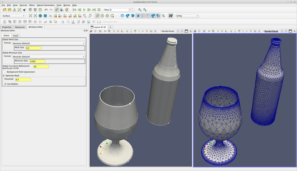 Fig. 3: Generating meshes of STEP geometry using CMB in conjunction with OpenCASCADE and gmsh.