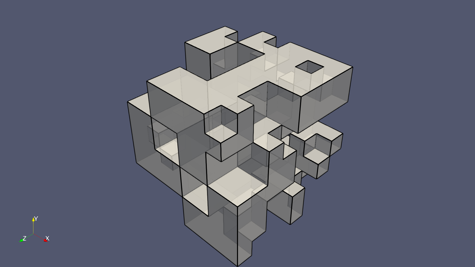 Filter Edges filter results applied to a Hyper-tree Grid